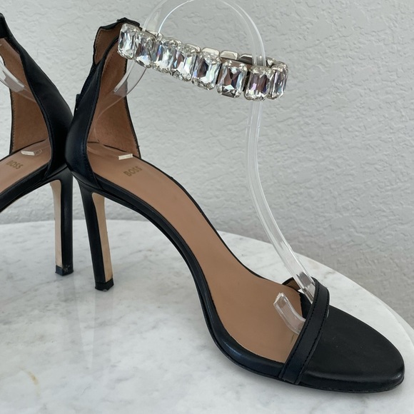 Boss Janet High-Heeled Sandals in Nappa Leather with Rhinestone Strap Size 38 - Picture 7 of 13